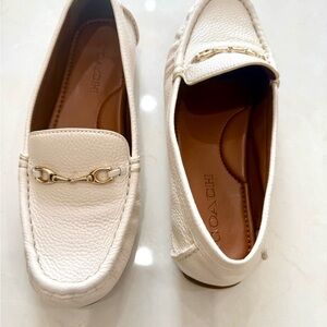 Coach Women's Mavis Chalk Leather Loafers with Gold Hardware